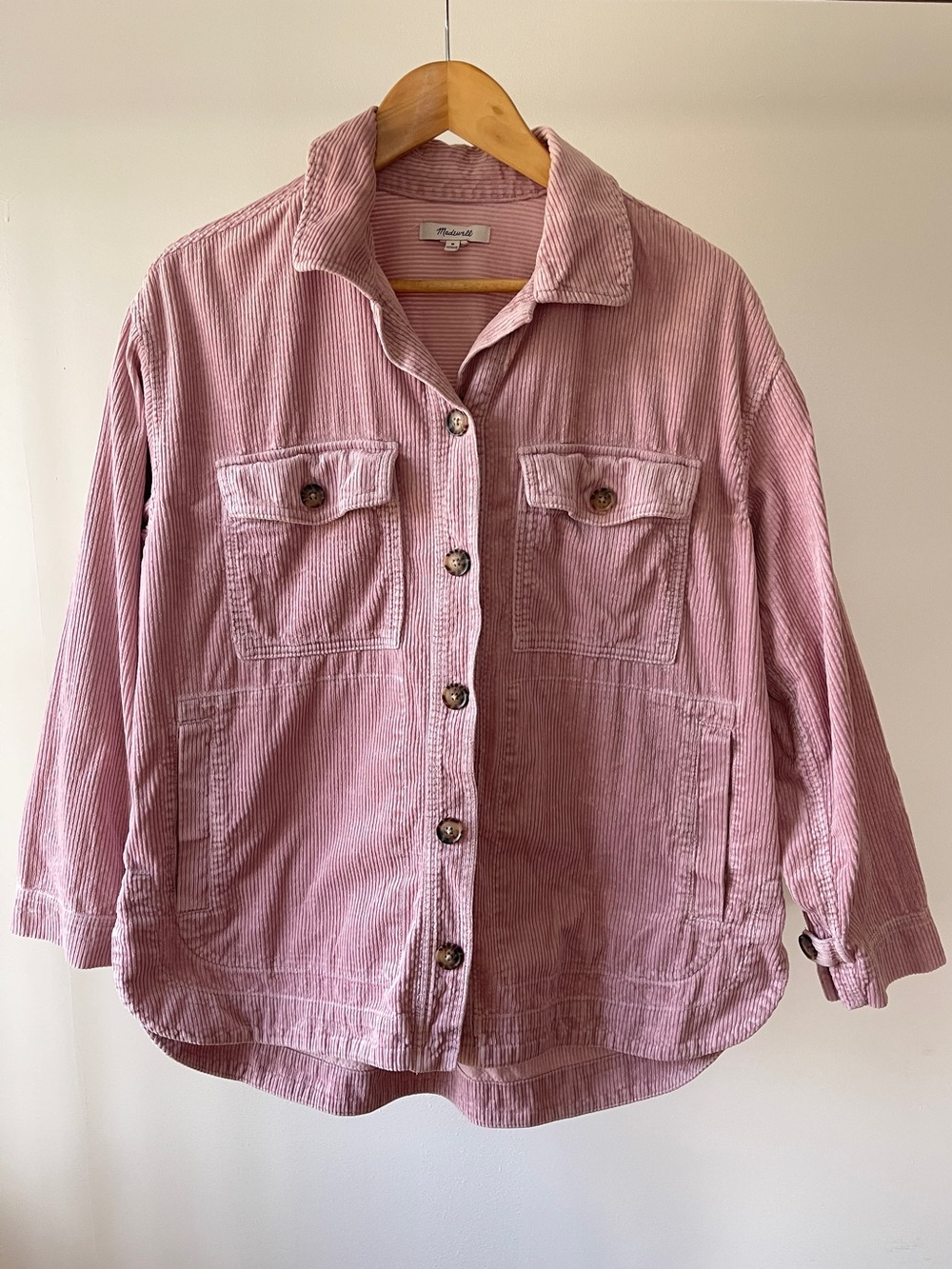 Madewell Pink Corduroy Button-Up Jacket Size M